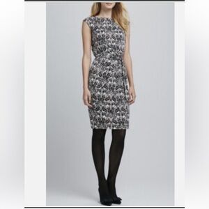 Tory Burch Odila‎ Silk Midi Dress, Brown/Cream Damask Print, Size Small